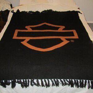 Harley-Davidson Woven Acrylic Throw Blanket with Fringe